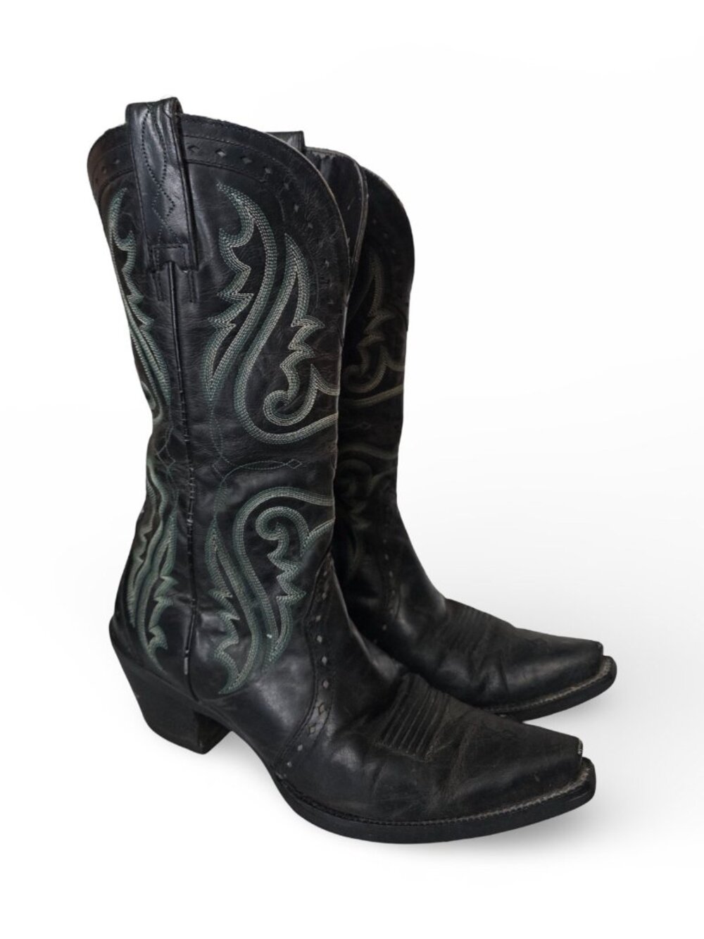 Ariat Cowboy Boots Heritage Western Pointed Toe, 10B, Green Thread Womens